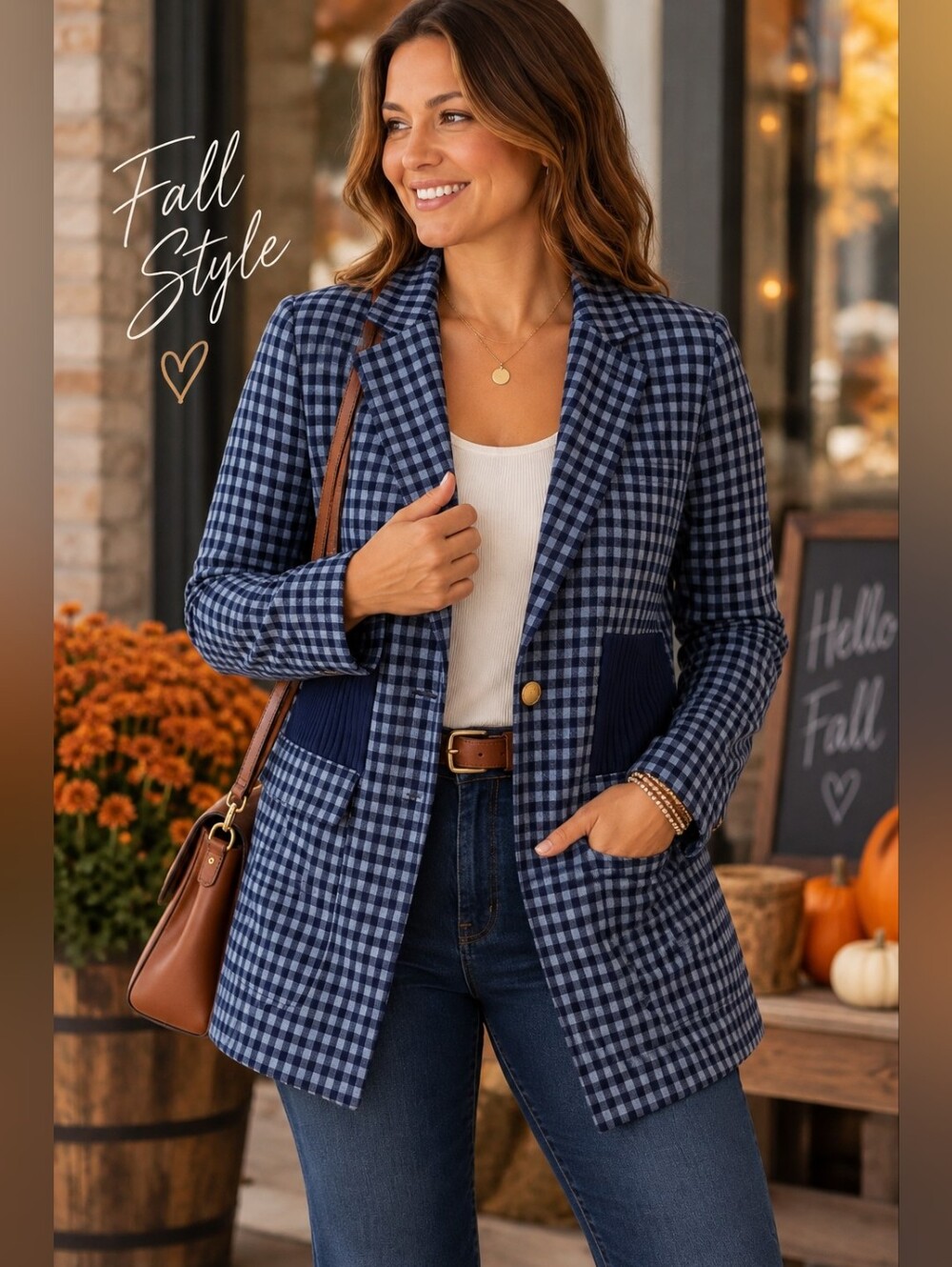 Cabi Checkup Boyfriend Blazer Chambray Check Gingham Ponte Knit Jacket Medium